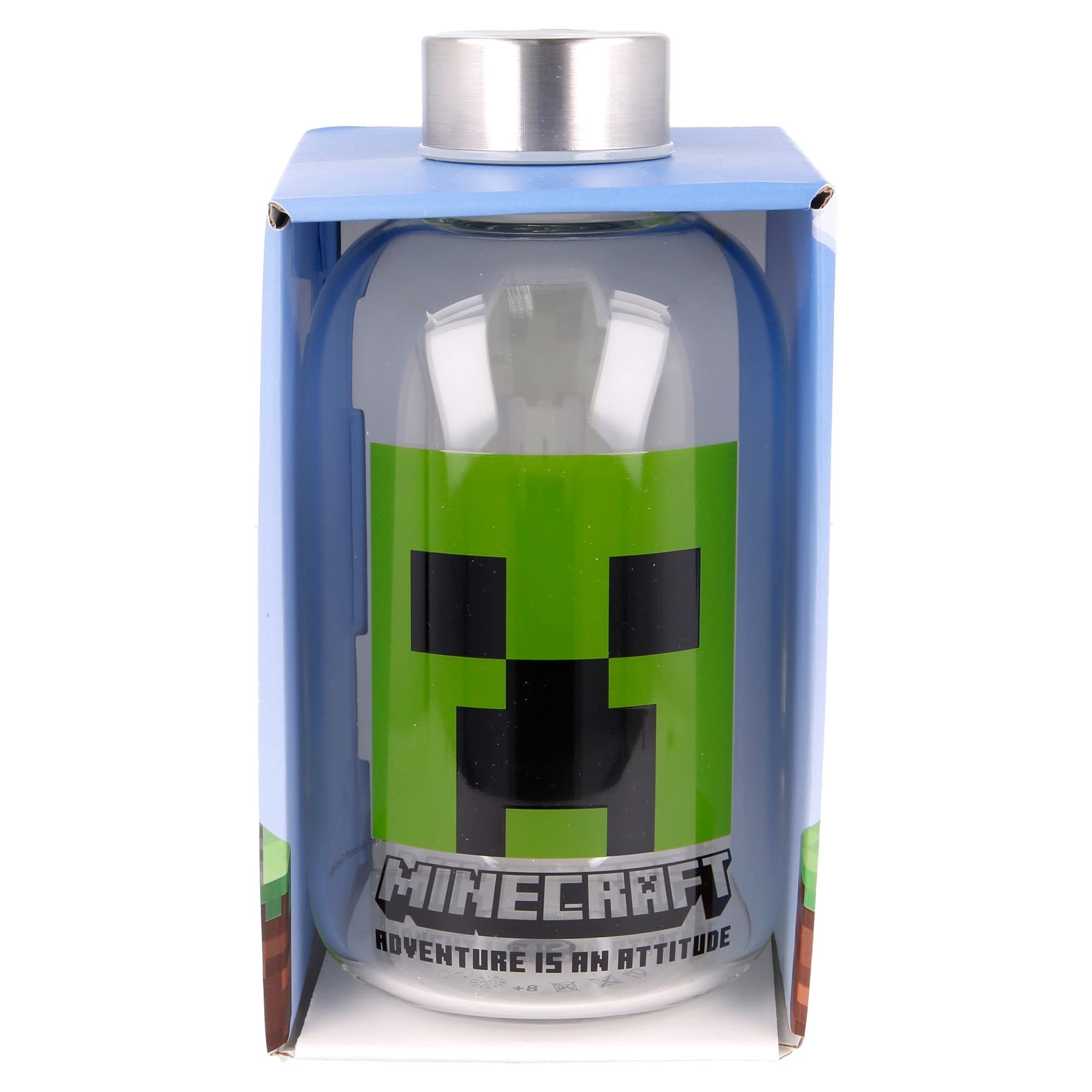 Stor8412497004447vidrio Botella, 620 Ml Capacidad, Minecraft Stor8412497004447vidrio Botella, 620 Ml Capacidad, Minecraft